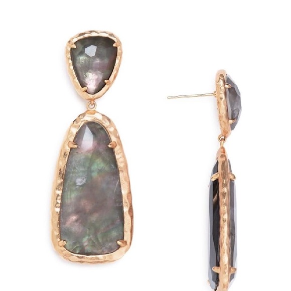 NWT RARE Kendra Scott Daria Earrings Crystal Gray Illusion Hammered Rose Gold😊 - Picture 5 of 9